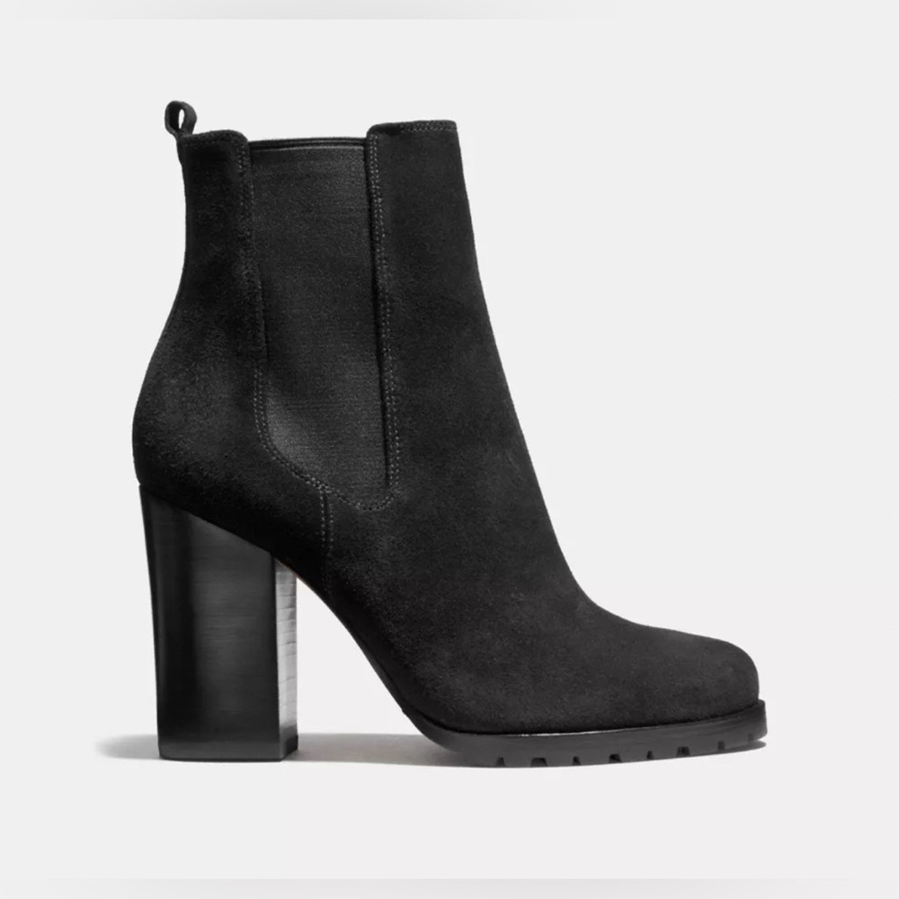 Coach Odelle Black Oiled Suede Bootie Size 9 - Picture 1 of 10